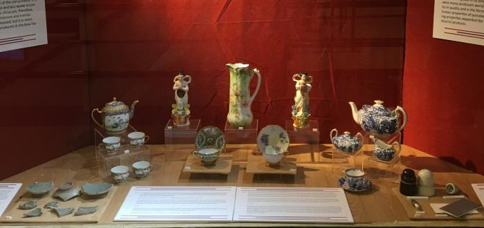 Porcelain Exhibit in the window displays at Centennial Hall